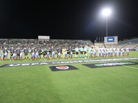 The two teams appear before the game in Nicosia, Cyprus, on October 3, 2024. Omonoia FC plays against Vikingur Reykjavik at GSP Stadium for...