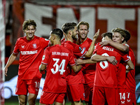 Players of FC Twente celebrate the goal by FC Twente midfielder Michel Vlap, making it 1-0, during the match between Twente and Fenerbahce a...