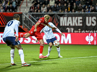 FC Twente midfielder Michel Vlap and Fenerbahce defender Mert Muldur play during the match between Twente and Fenerbahce at the Grolsch Vest...