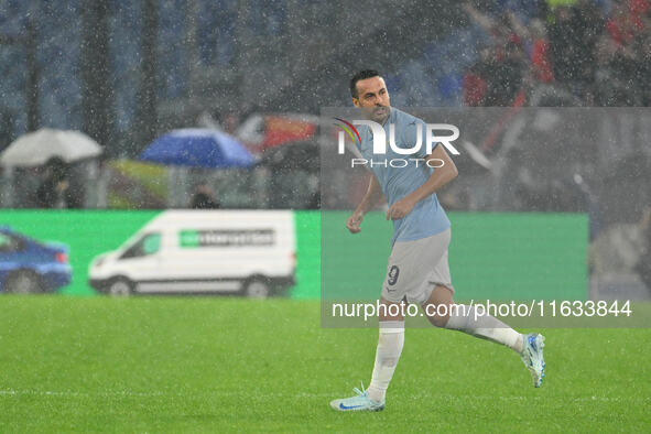 Pedro of S.S. Lazio celebrates after scoring the goal of 1-0 during the UEFA Europa League 2024/25 League Phase MD2 match between S.S. Lazio...