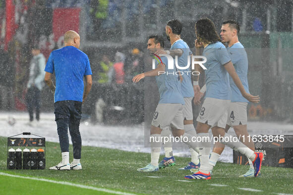 Pedro of S.S. Lazio celebrates after scoring the goal of 1-0 during the UEFA Europa League 2024/25 League Phase MD2 match between S.S. Lazio...