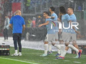 Pedro of S.S. Lazio celebrates after scoring the goal of 1-0 during the UEFA Europa League 2024/25 League Phase MD2 match between S.S. Lazio...