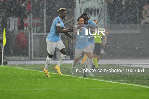 Pedro of S.S. Lazio celebrates after scoring the goal of 1-0 during the UEFA Europa League 2024/25 League Phase MD2 match between S.S. Lazio...