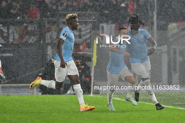 Pedro of S.S. Lazio celebrates after scoring the goal of 1-0 during the UEFA Europa League 2024/25 League Phase MD2 match between S.S. Lazio...