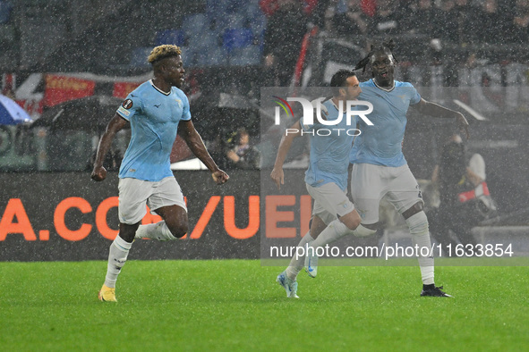 Pedro of S.S. Lazio celebrates after scoring the goal of 1-0 during the UEFA Europa League 2024/25 League Phase MD2 match between S.S. Lazio...