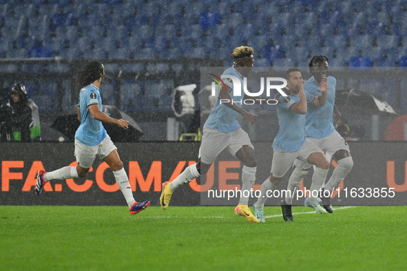 Pedro of S.S. Lazio celebrates after scoring the goal of 1-0 during the UEFA Europa League 2024/25 League Phase MD2 match between S.S. Lazio...