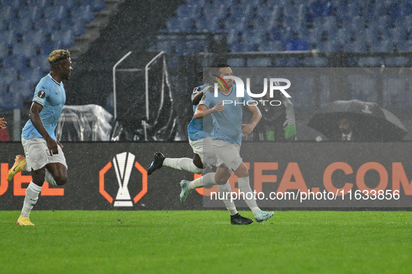 Pedro of S.S. Lazio celebrates after scoring the goal of 1-0 during the UEFA Europa League 2024/25 League Phase MD2 match between S.S. Lazio...