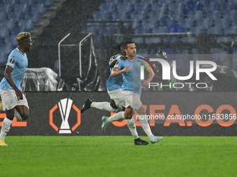 Pedro of S.S. Lazio celebrates after scoring the goal of 1-0 during the UEFA Europa League 2024/25 League Phase MD2 match between S.S. Lazio...