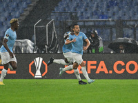 Pedro of S.S. Lazio celebrates after scoring the goal of 1-0 during the UEFA Europa League 2024/25 League Phase MD2 match between S.S. Lazio...