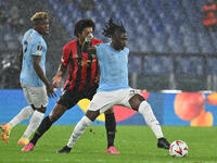 Dante of O.G.C. Nice and Loum Tchaouna of S.S. Lazio are in action during the UEFA Europa League 2024/25 League Phase MD2 match between S.S....