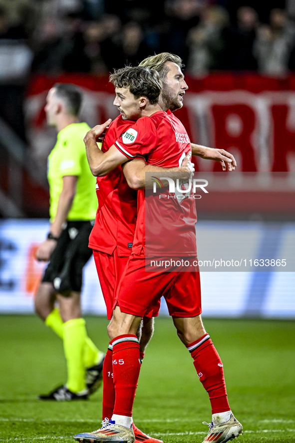 FC Twente midfielder Michel Vlap and FC Twente midfielder Youri Regeer celebrate the 1-0 goal during the match between Twente and Fenerbahce...