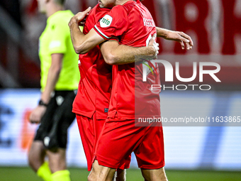 FC Twente midfielder Michel Vlap and FC Twente midfielder Youri Regeer celebrate the 1-0 goal during the match between Twente and Fenerbahce...