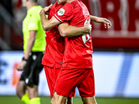 FC Twente midfielder Michel Vlap and FC Twente midfielder Youri Regeer celebrate the 1-0 goal during the match between Twente and Fenerbahce...