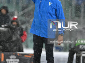 Marco Baroni coaches S.S. Lazio during the UEFA Europa League 2024/25 League Phase MD2 match between S.S. Lazio and O.G.C. Nice at Olympic S...