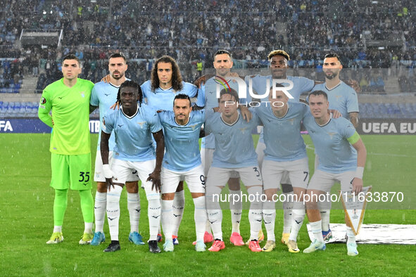 S.S. Lazio players pose for a team photo during the UEFA Europa League 2024/25 League Phase MD2 match between S.S. Lazio and O.G.C. Nice at...