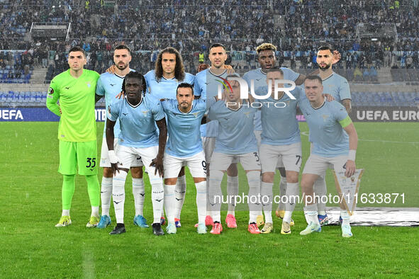 S.S. Lazio players pose for a team photo during the UEFA Europa League 2024/25 League Phase MD2 match between S.S. Lazio and O.G.C. Nice at...