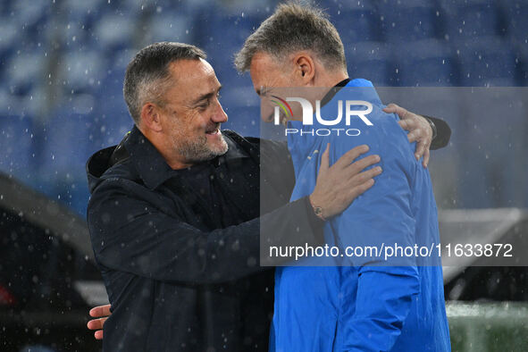 Franck Haise, coach of O.G.C. Nice, and Marco Baroni, coach of S.S. Lazio, are present during the UEFA Europa League 2024/25 League Phase MD...