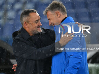 Franck Haise, coach of O.G.C. Nice, and Marco Baroni, coach of S.S. Lazio, are present during the UEFA Europa League 2024/25 League Phase MD...