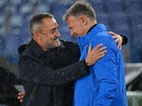 Franck Haise, coach of O.G.C. Nice, and Marco Baroni, coach of S.S. Lazio, are present during the UEFA Europa League 2024/25 League Phase MD...