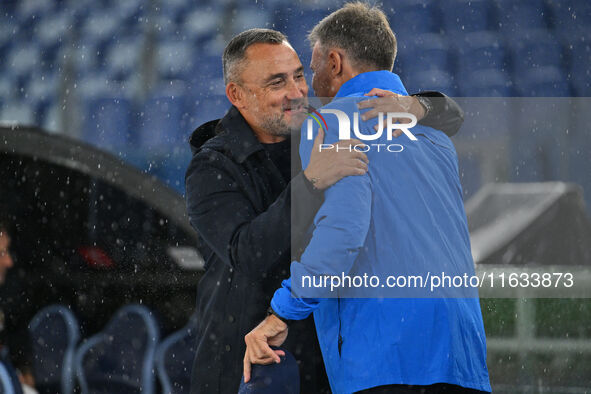 Franck Haise, coach of O.G.C. Nice, and Marco Baroni, coach of S.S. Lazio, are present during the UEFA Europa League 2024/25 League Phase MD...