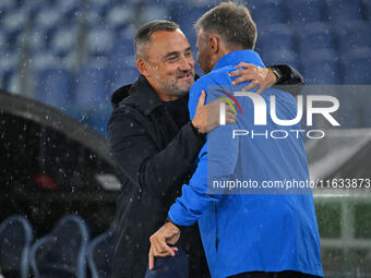 Franck Haise, coach of O.G.C. Nice, and Marco Baroni, coach of S.S. Lazio, are present during the UEFA Europa League 2024/25 League Phase MD...