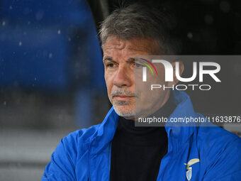 Marco Baroni coaches S.S. Lazio during the UEFA Europa League 2024/25 League Phase MD2 match between S.S. Lazio and O.G.C. Nice at Olympic S...