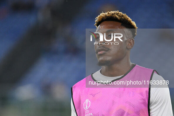 Fisayo Dele-Bashiru of S.S. Lazio plays during the UEFA Europa League 2024/25 League Phase MD2 match between S.S. Lazio and O.G.C. Nice at O...