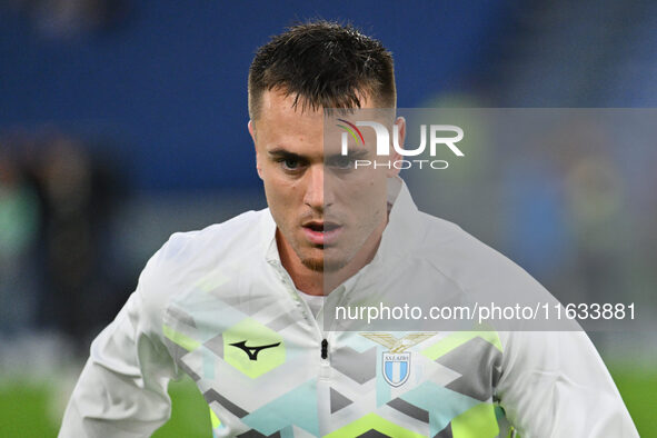 Patric of S.S. Lazio participates in the UEFA Europa League 2024/25 League Phase MD2 match between S.S. Lazio and O.G.C. Nice at Olympic Sta...