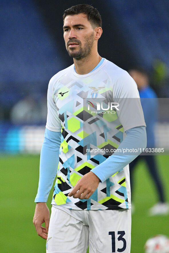 Alessio Romagnoli of S.S. Lazio participates in the UEFA Europa League 2024/25 League Phase MD2 match between S.S. Lazio and O.G.C. Nice at...