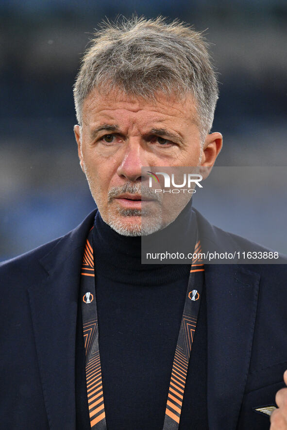 Marco Baroni coaches S.S. Lazio during the UEFA Europa League 2024/25 League Phase MD2 match between S.S. Lazio and O.G.C. Nice at Olympic S...