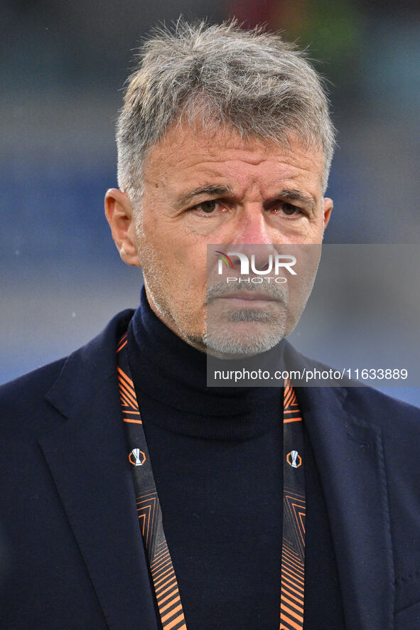 Marco Baroni coaches S.S. Lazio during the UEFA Europa League 2024/25 League Phase MD2 match between S.S. Lazio and O.G.C. Nice at Olympic S...