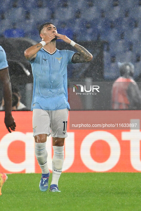 Valentin Castellanos of S.S. Lazio celebrates after scoring the goal of 2-0 during the UEFA Europa League 2024/25 League Phase MD2 match bet...