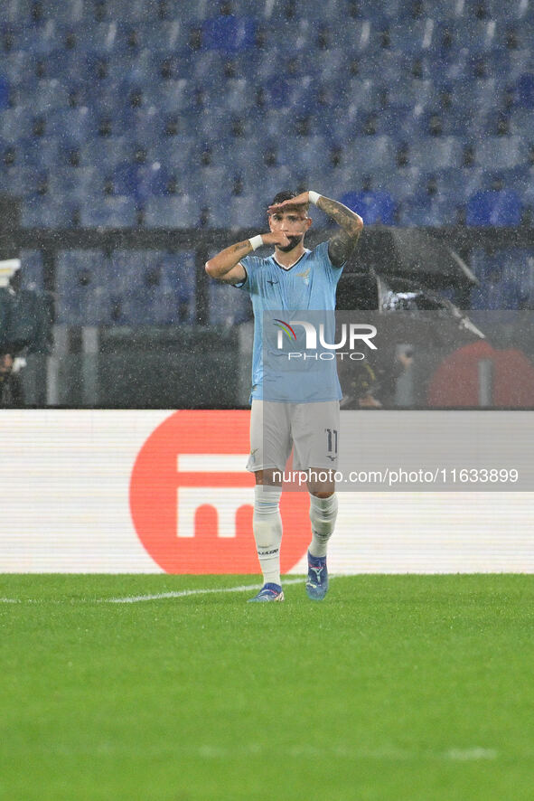 Valentin Castellanos of S.S. Lazio celebrates after scoring the goal of 2-0 during the UEFA Europa League 2024/25 League Phase MD2 match bet...