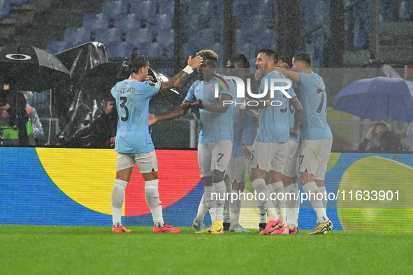 Valentin Castellanos of S.S. Lazio celebrates after scoring the goal of 2-0 during the UEFA Europa League 2024/25 League Phase MD2 match bet...