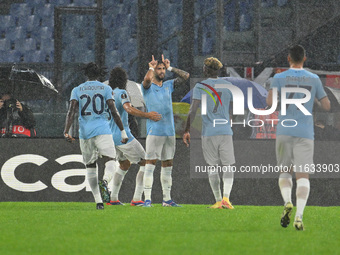 Valentin Castellanos of S.S. Lazio celebrates after scoring the goal of 2-0 during the UEFA Europa League 2024/25 League Phase MD2 match bet...