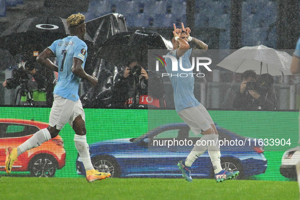 Valentin Castellanos of S.S. Lazio celebrates after scoring the goal of 2-0 during the UEFA Europa League 2024/25 League Phase MD2 match bet...