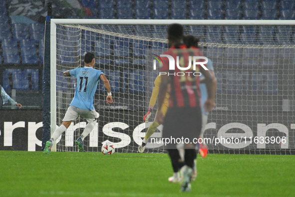 Valentin Castellanos of S.S. Lazio scores the goal for 2-0 during the UEFA Europa League 2024/25 League Phase MD2 match between S.S. Lazio a...