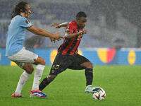 Matteo Guendouzi of S.S. Lazio and Youssoufa Moukoko of O.G.C. Nice are in action during the UEFA Europa League 2024/25 League Phase MD2 mat...