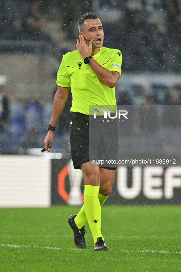 Referee Horatiu Fesnic (ROU) officiates the UEFA Europa League 2024/25 League Phase MD2 match between S.S. Lazio and O.G.C. Nice at Olympic...