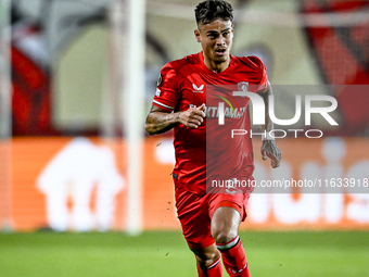 FC Twente defender Mees Hilgers plays during the match between Twente and Fenerbahce at the Grolsch Veste for the UEFA Europa League - Leagu...