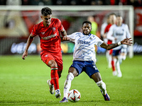 FC Twente defender Mees Hilgers and Fenerbahce midfielder Fred play during the match between Twente and Fenerbahce at the Grolsch Veste for...