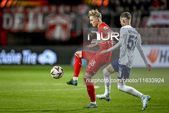 FC Twente defender Max Bruns plays during the match between Twente and Fenerbahce at the Grolsch Veste for the UEFA Europa League - League p...