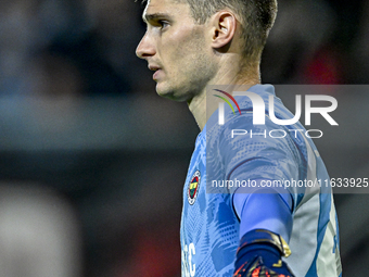 Fenerbahce goalkeeper Dominik Livakovic participates in the match between Twente and Fenerbahce at the Grolsch Veste for the UEFA Europa Lea...