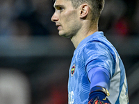 Fenerbahce goalkeeper Dominik Livakovic participates in the match between Twente and Fenerbahce at the Grolsch Veste for the UEFA Europa Lea...