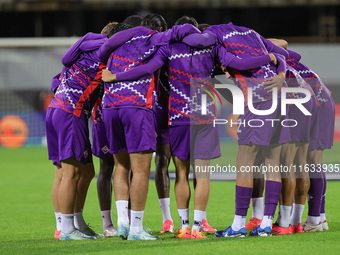 ACF Fiorentina players warm up before the match between the Conference League match between ACF Fiorentina and The New Saints, on October 3...