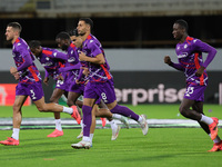 ACF Fiorentina players warm up before the match between the Conference League match between ACF Fiorentina and The New Saints, on October 3...