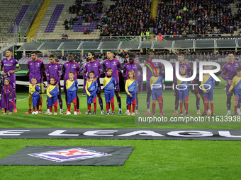 ACF Fiorentina players pose for a team photo prior to   the Conference League match between ACF Fiorentina and The New Saints, on October 3...