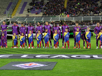 ACF Fiorentina players pose for a team photo prior to   the Conference League match between ACF Fiorentina and The New Saints, on October 3...