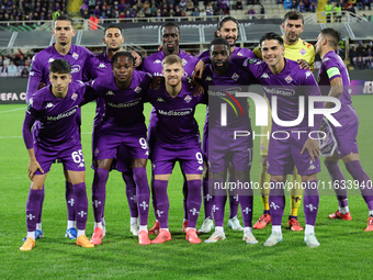 ACF Fiorentina players pose for a team photo prior to  the Conference League match between ACF Fiorentina and The New Saints, on October 3 ,...