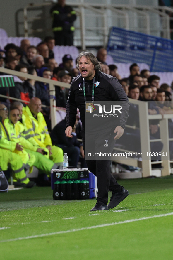 Head Coach Craig Harrison of The New Saints during  the Conference League match between ACF Fiorentina and The New Saints, on October 3 , 20...